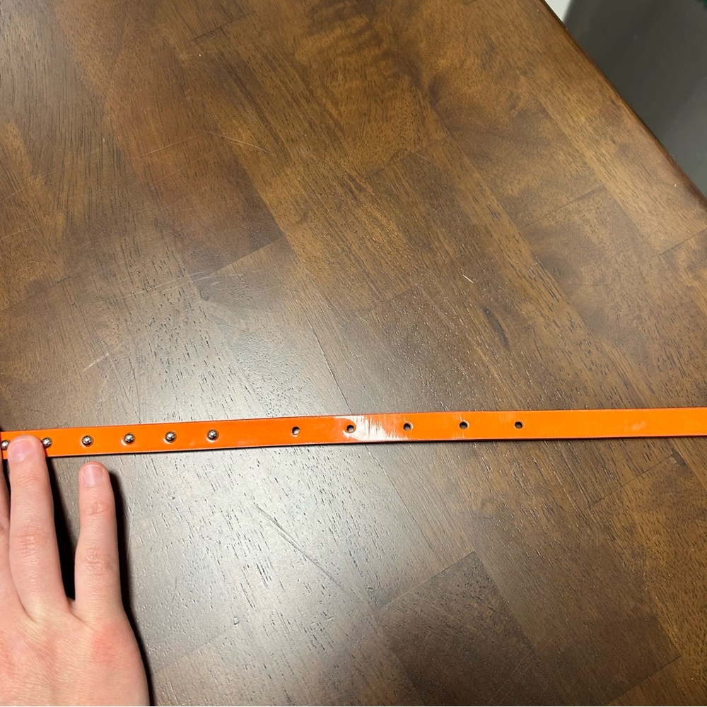 MICHEAL KORS Orange belt with silver studs 5 holes 1/2 inch thick Size S - Picture 5 of 9